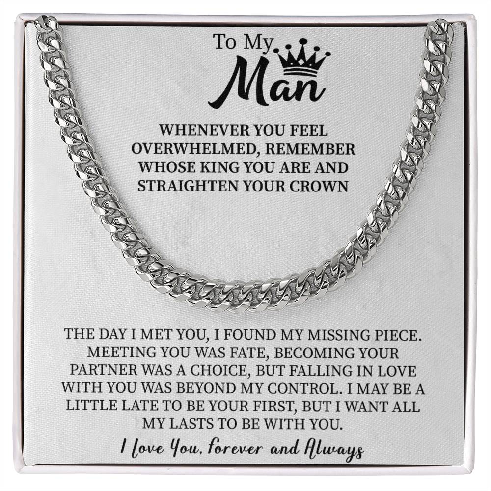 To My Man Necklace, Boyfriend Valentines Day Gift, Necklace for Fiance, Men Necklaces for Him, Gift For Boyfriend, Husband Gift, Husband Necklace, Boyfriend Necklace, Boyfriend Jewelry - Beauty Belliss